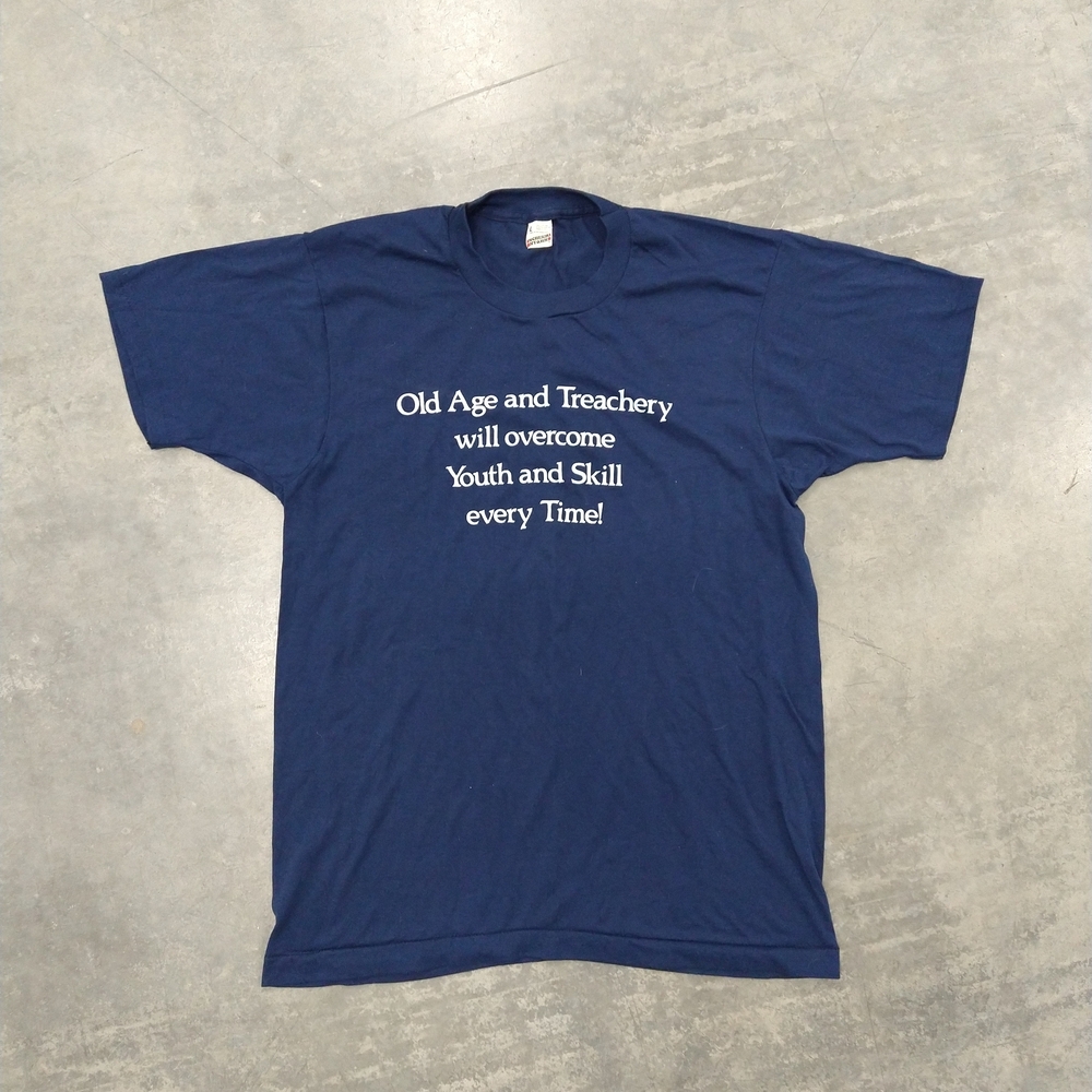 Old Age Screen Stars Dark Blue Tee L Measurements USA Single Stitch